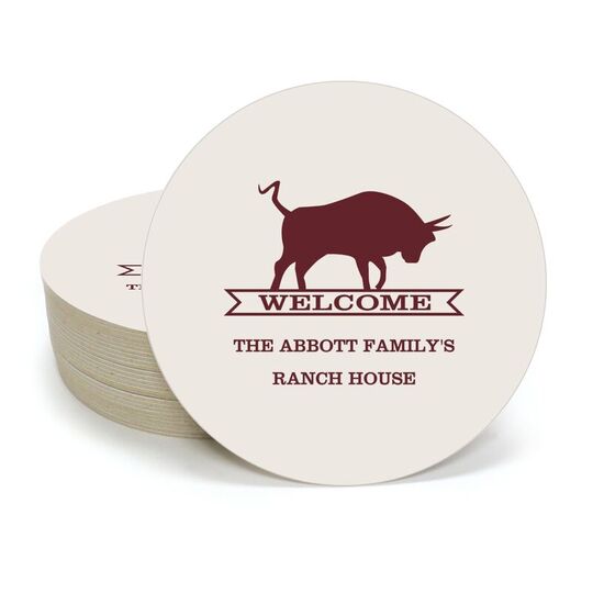 Ranch Welcome Banner Round Coasters